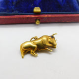 Taurus the Bull 9ct Yellow Gold Zodiac Charm Pendant Vintage c1970