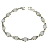 Sterling Silver & Cabochon Moonstone Set Bracelet Vintage c1970 19.5cm