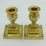 Victorian Pair of Sterling Silver Gilt Neoclassical Table Candlesticks Antique