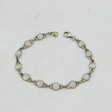Sterling Silver & Cabochon Moonstone Set Bracelet Vintage c1970 19.5cm