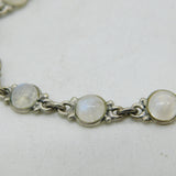 Sterling Silver & Cabochon Moonstone Set Bracelet Vintage c1970 19.5cm