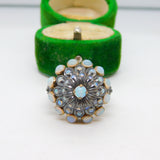 Victorian 9ct Gold & Cabochon Opal Floral Statement Ring Antique c1890
