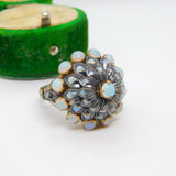 Victorian 9ct Gold & Cabochon Opal Floral Statement Ring Antique c1890