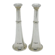Art Deco Sterling Silver Pair of Novelty Hunting Horn Pepper Shakers Antique