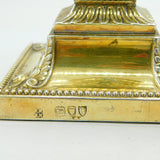 Victorian Pair of Sterling Silver Gilt Neoclassical Table Candlesticks Antique