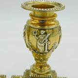 Victorian Pair of Sterling Silver Gilt Neoclassical Table Candlesticks Antique