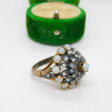 Victorian 9ct Gold & Cabochon Opal Floral Statement Ring Antique c1890
