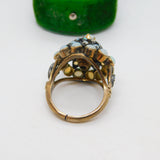Victorian 9ct Gold & Cabochon Opal Floral Statement Ring Antique c1890