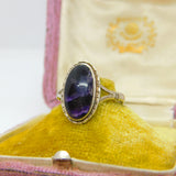 Sterling Silver & Derbyshire Blue John Set Signet Ring 1978 Birmingham Vintage