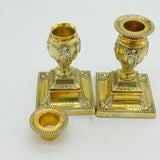 Victorian Pair of Sterling Silver Gilt Neoclassical Table Candlesticks Antique