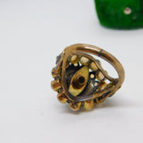 Victorian 9ct Gold & Cabochon Opal Floral Statement Ring Antique c1890