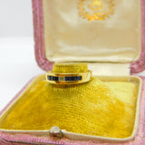 18ct Yellow Gold, Baguette Cut Diamond & Sapphire Boat Ring Vintage c1990