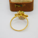 Edwardian Style Sterling Silver Gilt Peridot Amethyst Suffragette Bug Band Ring