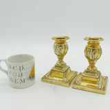 Victorian Pair of Sterling Silver Gilt Neoclassical Table Candlesticks Antique