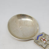 Sterling Silver & Enamel London Crest Tea Caddy Spoon Vintage 1951 Birmingham