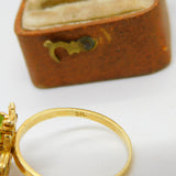 Edwardian Style Sterling Silver Gilt Peridot Amethyst Suffragette Bug Band Ring
