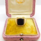 9ct Yellow Gold Essential Onyx Set Signet Ring 1971 London Vintage