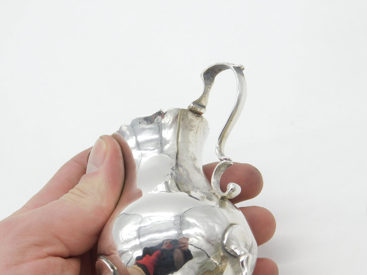 Early Georgian Sterling Silver Scrolled Foot Cream Jug Antique 1766 London