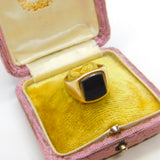 9ct Yellow Gold Essential Onyx Set Signet Ring 1971 London Vintage