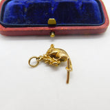 Harvest Mouse on Wheat Sheaf 9ct Gold English Charm Pendant Vintage 1973 Birmingham