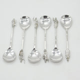 Set of Six Sterling Silver 'Tichborne Spoons' Historical Terminals Vintage 1979