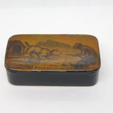 George III Papier Mache Novelty Dog & Monkey Snuff Box Antique c1780