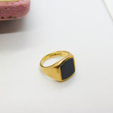 9ct Yellow Gold Essential Onyx Set Signet Ring 1971 London Vintage