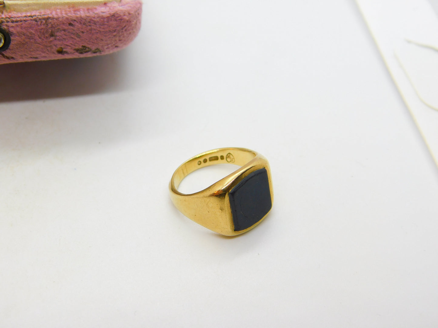 9ct Yellow Gold Essential Onyx Set Signet Ring 1971 London Vintage