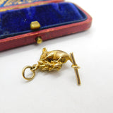 Harvest Mouse on Wheat Sheaf 9ct Gold English Charm Pendant Vintage 1973 Birmingham