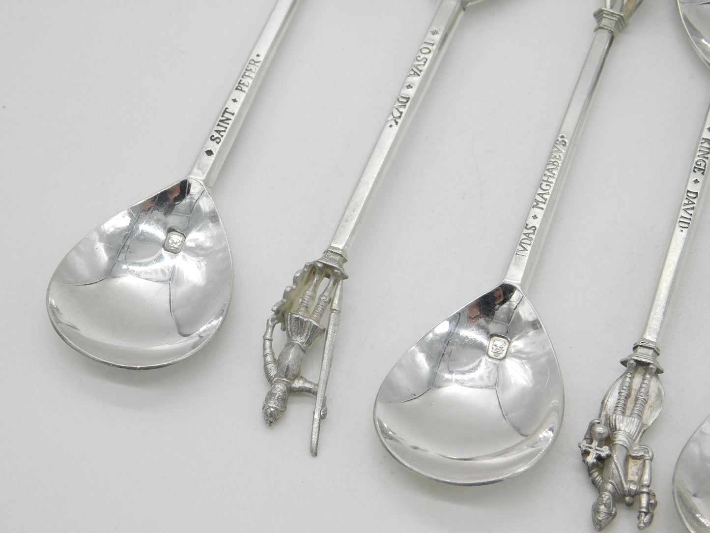 Set of Six Sterling Silver 'Tichborne Spoons' Historical Terminals Vintage 1979