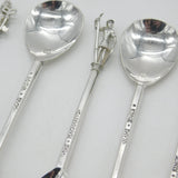 Set of Six Sterling Silver 'Tichborne Spoons' Historical Terminals Vintage 1979