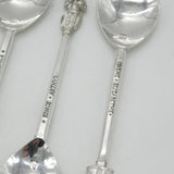 Set of Six Sterling Silver 'Tichborne Spoons' Historical Terminals Vintage 1979