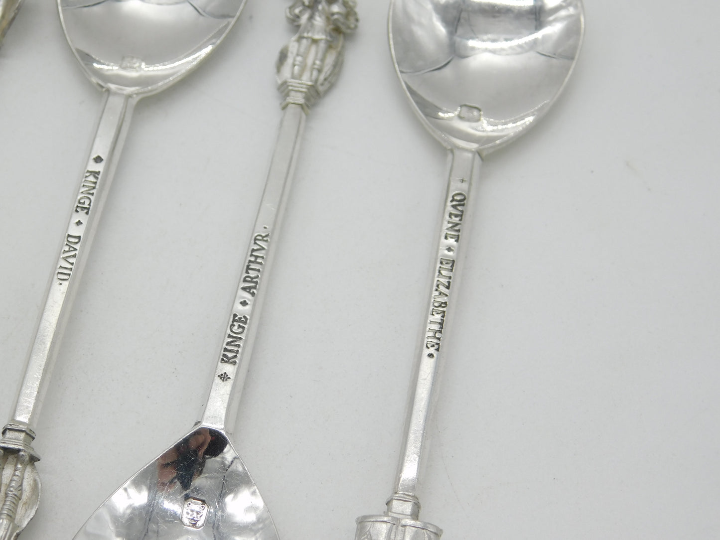 Set of Six Sterling Silver 'Tichborne Spoons' Historical Terminals Vintage 1979