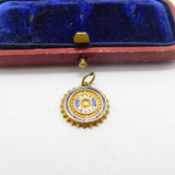 Inner Wheel Rotary Club Enamel & 9ct Gold Charm or Pendant Vintage c1970