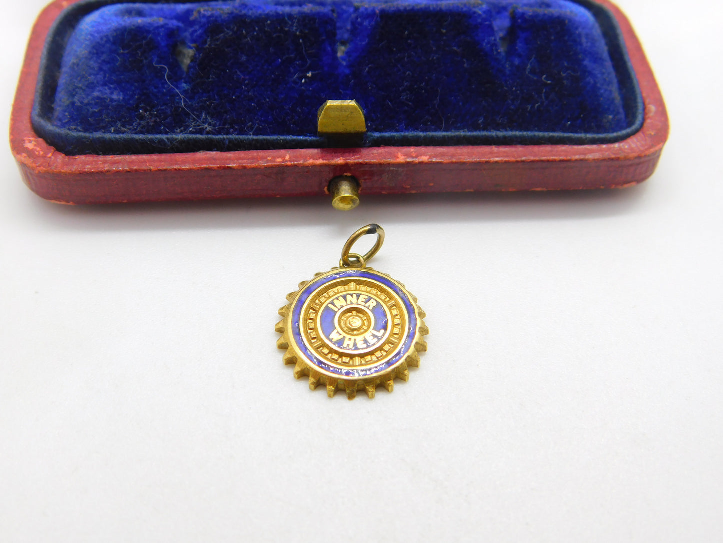 Inner Wheel Rotary Club Enamel & 9ct Gold Charm or Pendant Vintage c1970