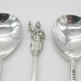 Set of Six Sterling Silver 'Tichborne Spoons' Historical Terminals Vintage 1979