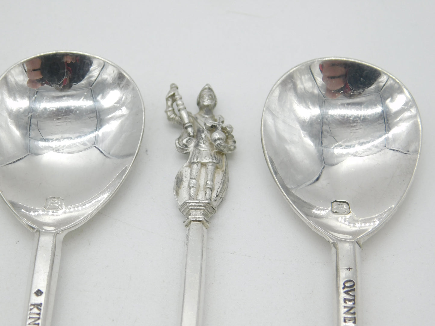 Set of Six Sterling Silver 'Tichborne Spoons' Historical Terminals Vintage 1979