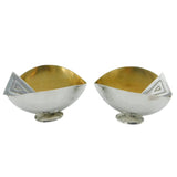 Pruden & Smith Sterling Silver Arts & Crafts Style Salt Cellars Vintage Sheffield