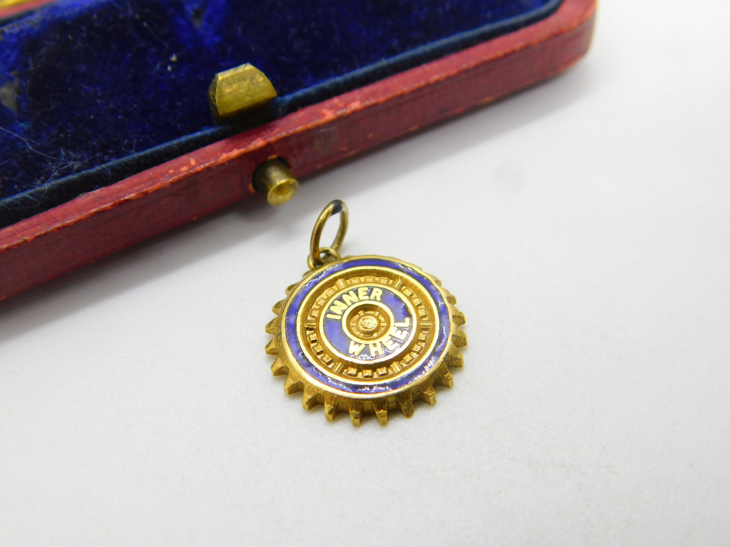 Inner Wheel Rotary Club Enamel & 9ct Gold Charm or Pendant Vintage c1970