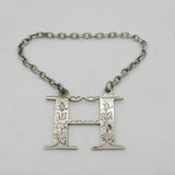 Victorian Sterling Silver 'H' Initial Hollands Gin Decanter Label Antique 1850
