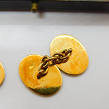 Victorian Boxed 18ct Yellow Gold & Enamel Fox Mask Gents Cufflinks Antique c1880