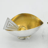 Pruden & Smith Sterling Silver Arts & Crafts Style Salt Cellars Vintage Sheffield