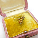 14ct Yellow Gold & White Spinel Set Hand Figa Dress Ring Vintage c1980