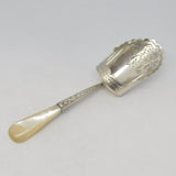 Victorian Sterling Silver & Mother of Pearl Sugar Shovel Spoon Antique 1901 Birmingham