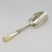 Victorian Sterling Silver & Mother of Pearl Sugar Shovel Spoon Antique 1901 Birmingham