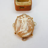 Victorian 9ct Gold Carved Shell Cameo Goddess Aphrodite Brooch Antique