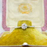 18ct White Gold & 0.5ct Brilliant Cut Diamond Solitaire Ring Antique c1920 Deco