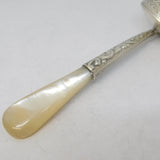 Victorian Sterling Silver & Mother of Pearl Sugar Shovel Spoon Antique 1901 Birmingham