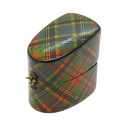 Scottish Victorian McBeth Tartanware Sewing Thimble Box & Thimble Antique c1890