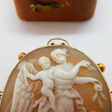 Victorian 9ct Gold Carved Shell Cameo Goddess Aphrodite Brooch Antique